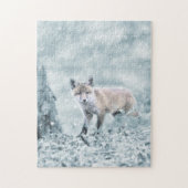 Fox Cub im Schnee Puzzle (Vertikal)