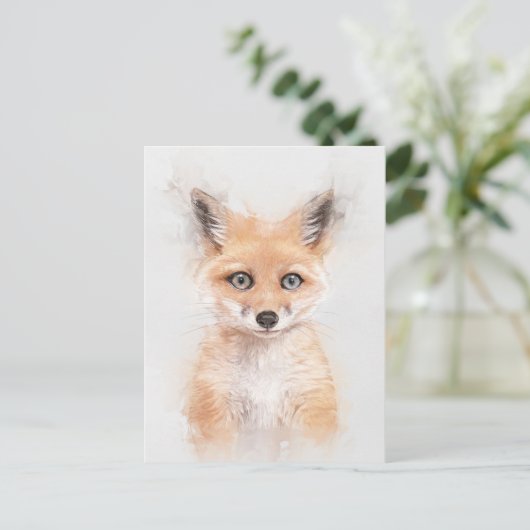 Fox Cub Portrait Postkarte (Stehend Vorderseite)
