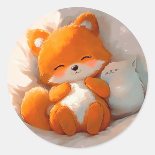 Fox cub runder aufkleber (Vorderseite)