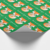 Fox cub Winter Art Grüße Weihnachtsgrün wickeln Geschenkpapier (Ecke)