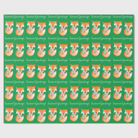 Fox cub Winter Art Grüße Weihnachtsgrün wickeln Geschenkpapier (Flach)