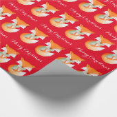 Fox cub Winter Art Merry Weihnachtsrot wickel Geschenkpapier (Ecke)