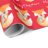 Fox cub Winter Art Merry Weihnachtsrot wickel Geschenkpapier (Rolleneckpunkt)