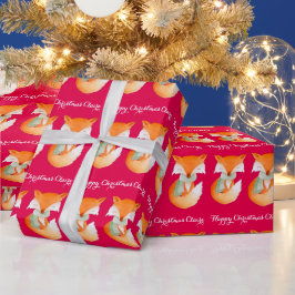 Fox cub Winter Art Name Weihnachts Rote Verpackung Geschenkpapier
