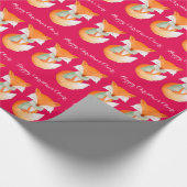 Fox cub Winter Art Name Weihnachts Rote Verpackung Geschenkpapier (Ecke)