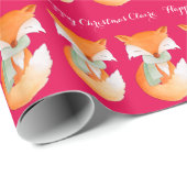 Fox cub Winter Art Name Weihnachts Rote Verpackung Geschenkpapier (Rolleneckpunkt)