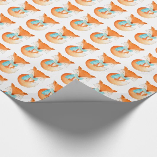 Fox cub Winterkunst gemusterte Weihnachtsverpackun Geschenkpapier (Ecke)