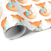 Fox cub Winterkunst gemusterte Weihnachtsverpackun Geschenkpapier (Rolleneckpunkt)