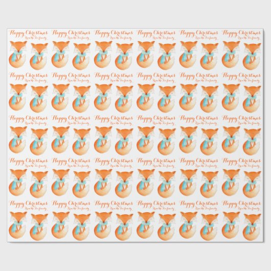 Fox cub Winterkunst personalisierte Weihnachtsverp Geschenkpapier (Flach)