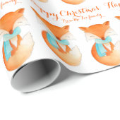 Fox cub Winterkunst personalisierte Weihnachtsverp Geschenkpapier (Rolleneckpunkt)