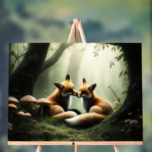 Fox Cuddle in Misty Forest Acrylschild (Neutral)