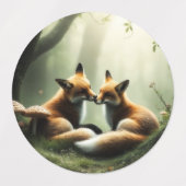 Fox Cuddle in Misty Forest Etiketten (Design 1)