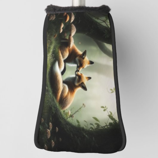 Fox Cuddle in Misty Forest Golf Headcover (Rotieren 90)