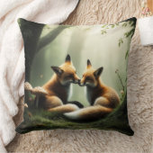 Fox Cuddle in Misty Forest Kissen (Decke)