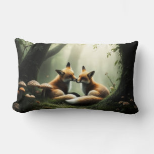 Fox Cuddle in Misty Forest Lendenkissen
