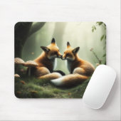 Fox Cuddle in Misty Forest Mousepad (Mit Mouse)