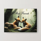 Fox Cuddle in Misty Forest Personalisiert Button (Vorderseite)
