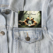 Fox Cuddle in Misty Forest Personalisiert Button (Insitu)