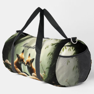 Fox Cuddle in Misty Forest Personalisiert Duffle Bag