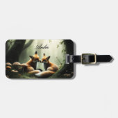 Fox Cuddle in Misty Forest Personalisiert Gepäckanhänger (Vorderseite horizontal)