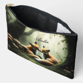 Fox Cuddle in Misty Forest Personalisiert Zubehörtasche (Offen)