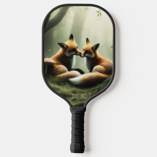 Fox Cuddle in Misty Forest Pickleball Schläger (Rückseite)