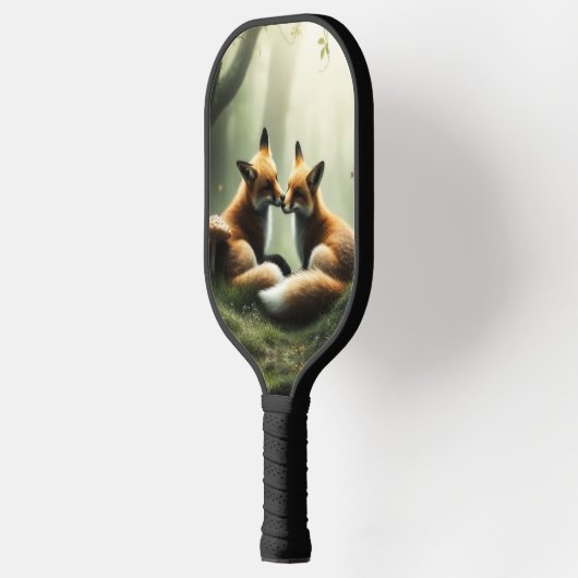 Fox Cuddle in Misty Forest Pickleball Schläger (Links)