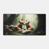 Fox Cuddle in Misty Forest Schreibtischunterlage (Vorderseite)