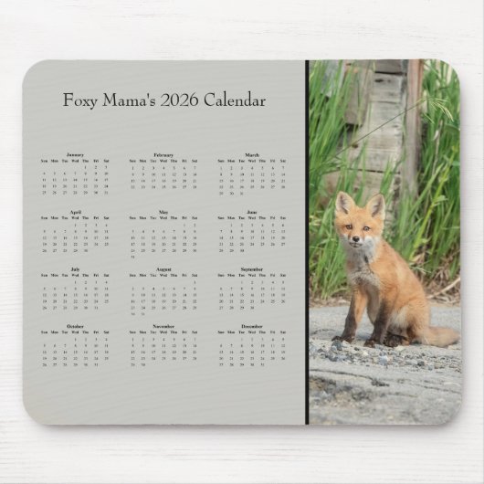 Fox - Customizable full year 2026 calendar Mousepad (Vorne)