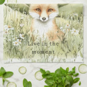 Fox Daisy Flowers Geschirrtuch (Gefaltet)