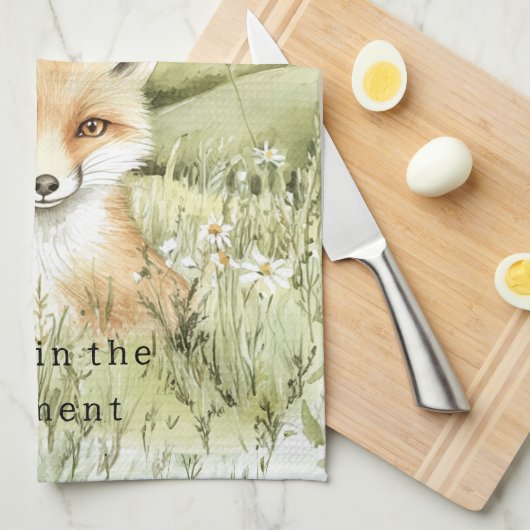 Fox Daisy Flowers Geschirrtuch (Viertel Falte)