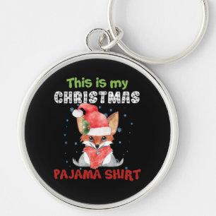 Fox, das ist mein Weihnachts-Pajama-Shirt-T - Shir Schlüsselanhänger