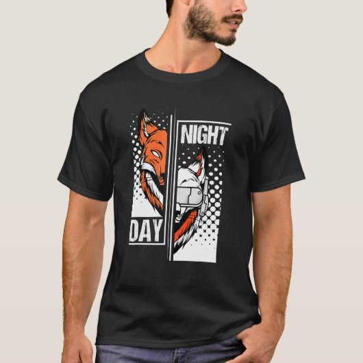 Fox Day Night Gaming I Headset Animal Fox Gamer Wi T-Shirt (Vorderseite)