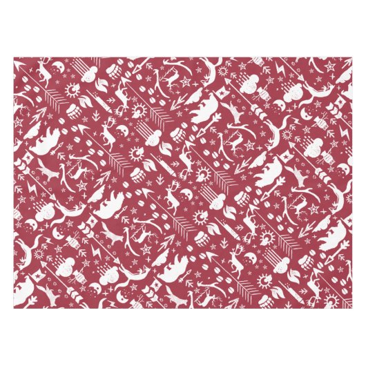 Fox Deer Bear Muster Hütte Jagdloge Tischdecke (Vorderseite (Horizontal))