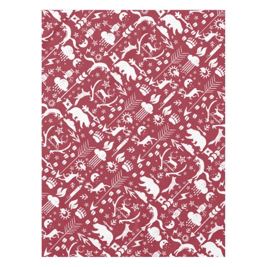 Fox Deer Bear Muster Hütte Jagdloge Tischdecke (Vorderseite)