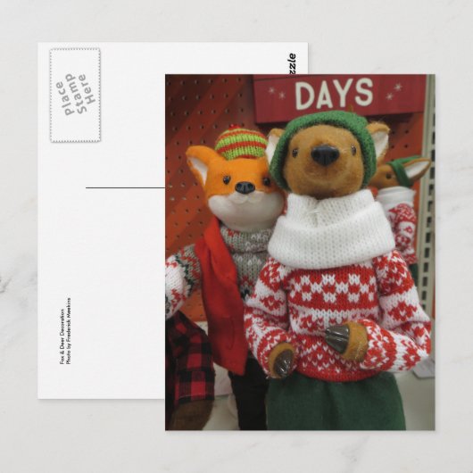 Fox & Deer Dekoration Postkarte (Vorne/Hinten)