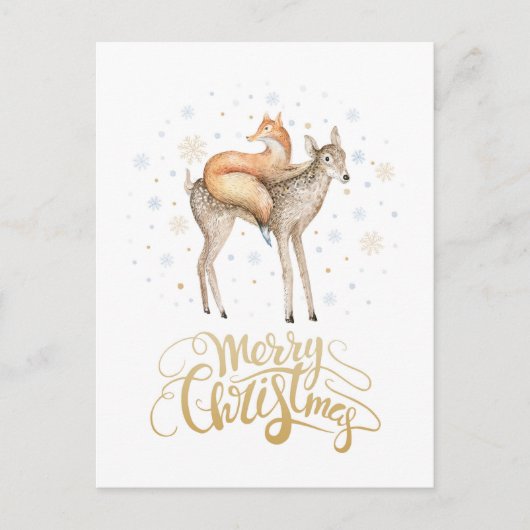 Fox Deer Winter Snow Frohe Weihnachten (Vorderseite)