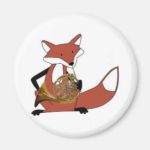 Fox, der das französische Horn spielt Magnet