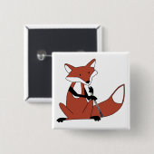 Fox, der das Oboe spielt Button (Vorne & Hinten)