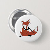 Fox, der den Clarinet spielt Button (Vorne & Hinten)