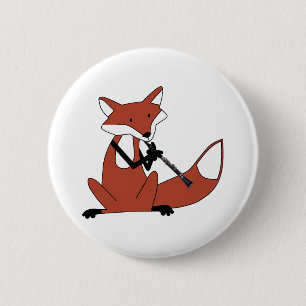 Fox, der den Clarinet spielt Button