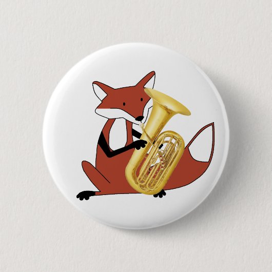 Fox, der den Tuba spielt Button (Vorderseite)