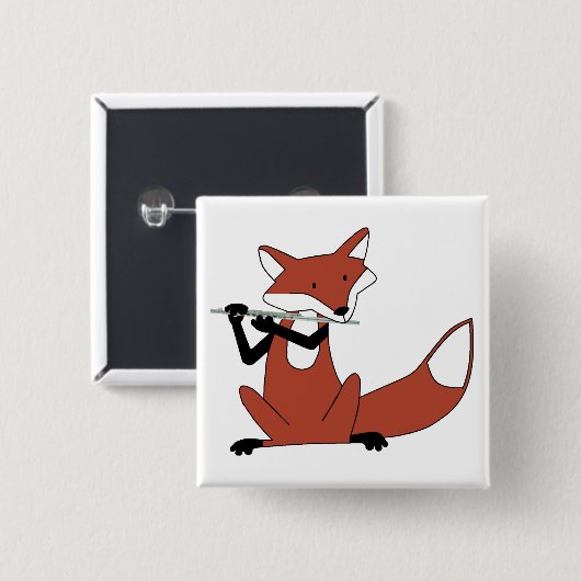 Fox, der die Flöte spielt Button (Vorne & Hinten)