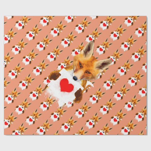 Fox, der ein Herz - i-Liebe Sie hält! Geschenkpapier (Flach)