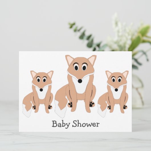 Fox Design Baby Dusche Einladung (Stehend Vorderseite)