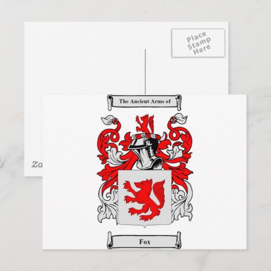 Fox (deutsch) Wappen Postkarte (Vorne/Hinten)