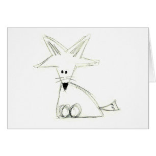fox doodle black white gray simple kids drawing