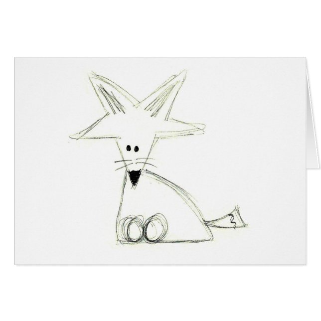 fox doodle black white gray simple kids drawing (Vorderseite (Horizontal))