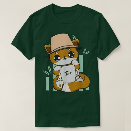 Fox Drinks Blumenmilch mit Boba T-Shirt (Design vorne)
