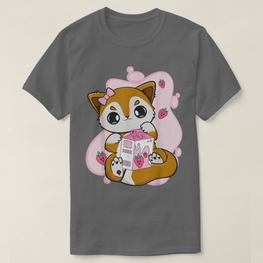 Fox Drinks Erdbeere Milchblase Tee für Boba Lov (Design vorne)